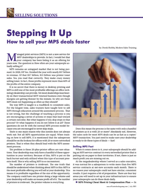 Stepping It Up MPS article