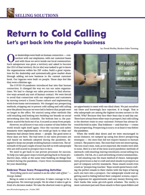 Return to Cold Calling article