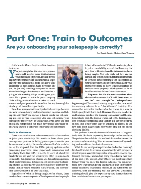 Train to Outcomes article