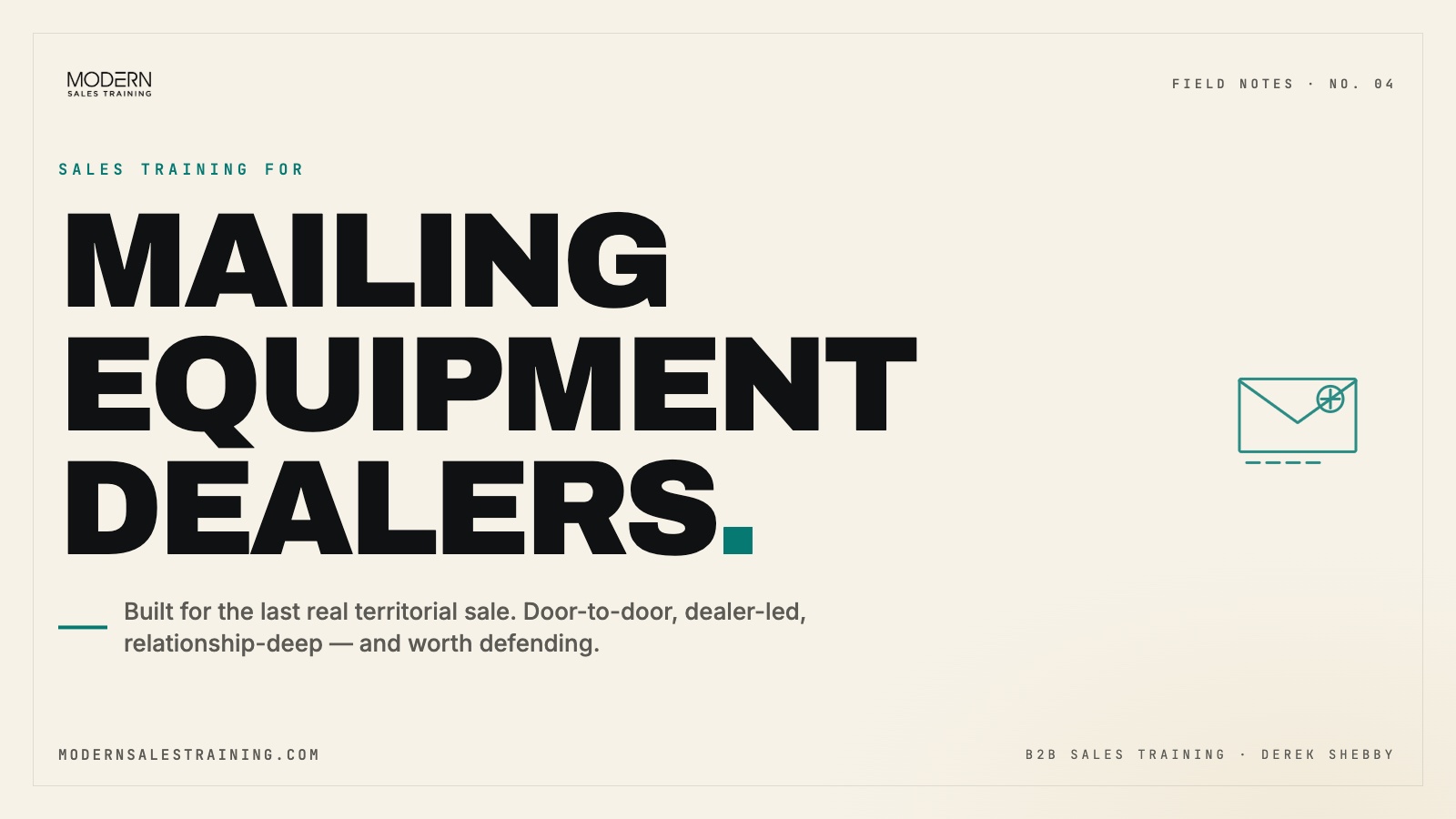 Sales Training for Mailing Equipment Dealers — Field Notes No. 04