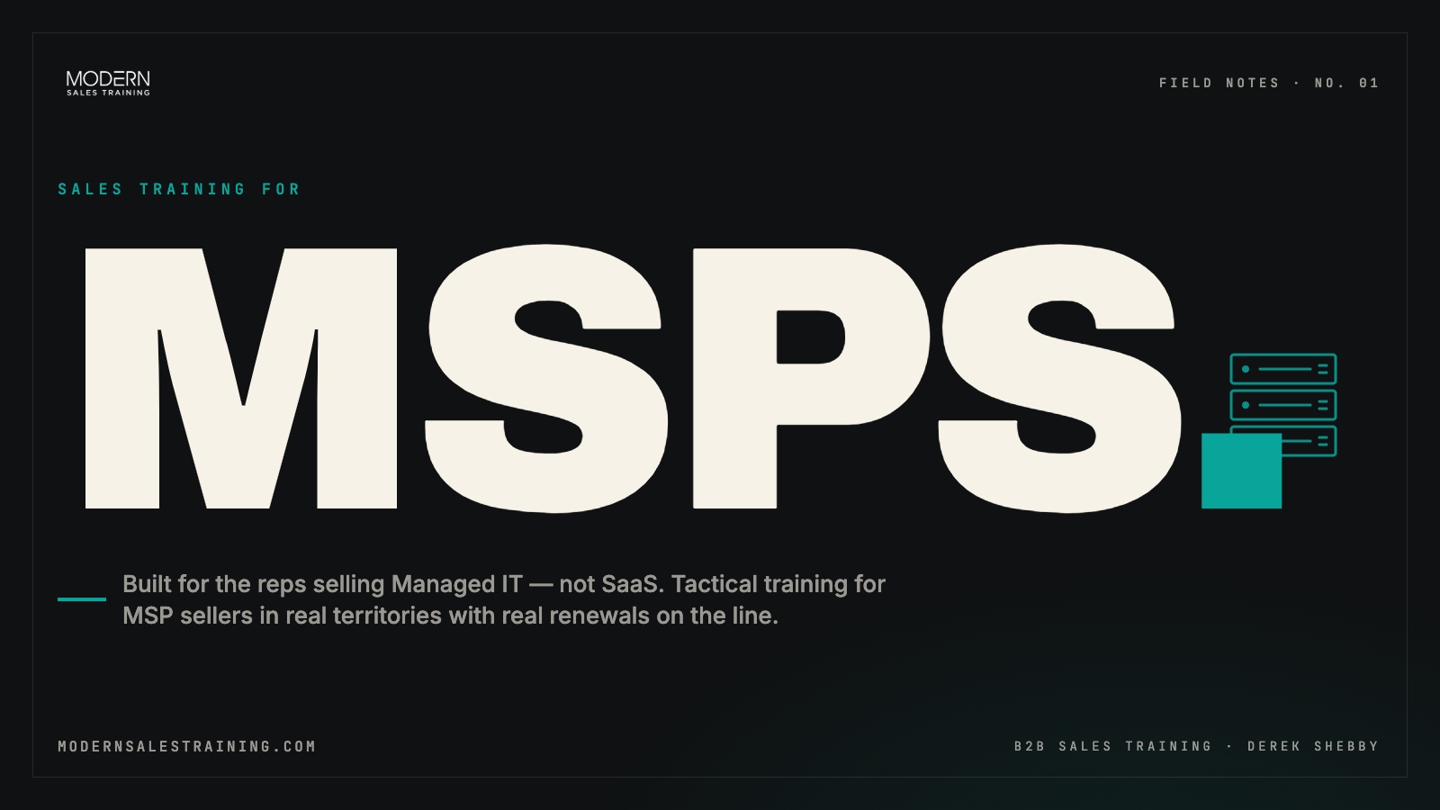 Sales Training for MSPs — Field Notes No. 01