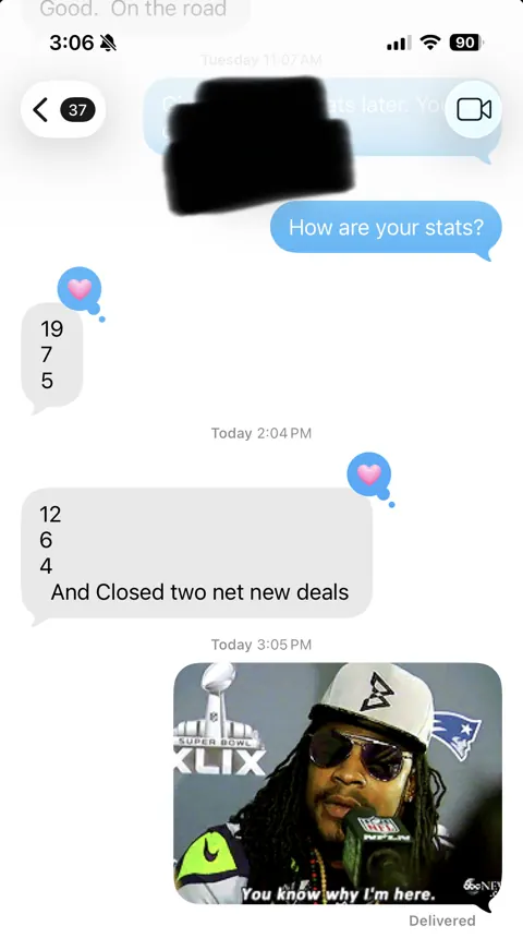 Anonymized customer message: 9 net-new appointments. 2 net-new deals closed.