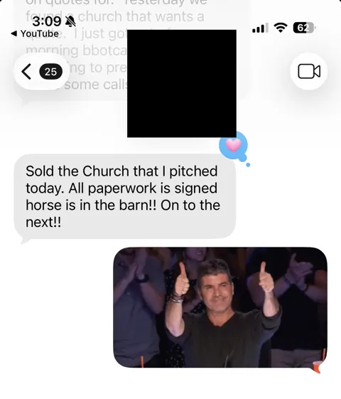 Anonymized customer message: Pitched that day. All paperwork signed.