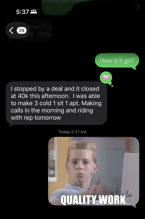 Anonymized customer message: A $40,000 deal closed.